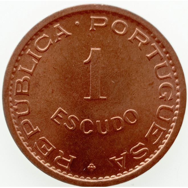 Rewers monety Timor Wschodni 1 Eskudo Timoru Portugalskiego 1970