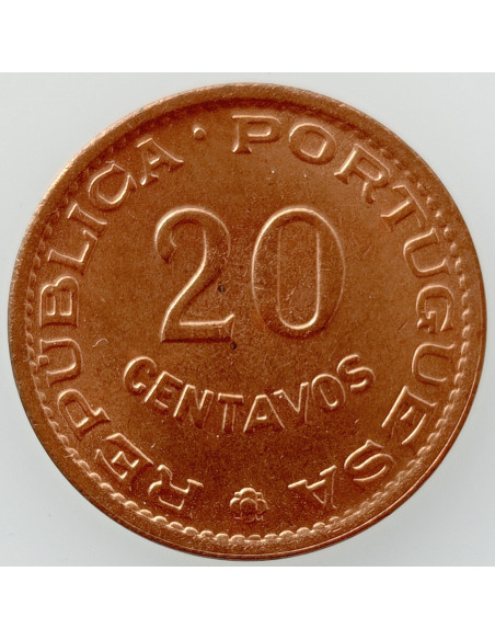 Rewers monety Timor Wschodni 20 Centavo Timoru Portugalskiego 1970