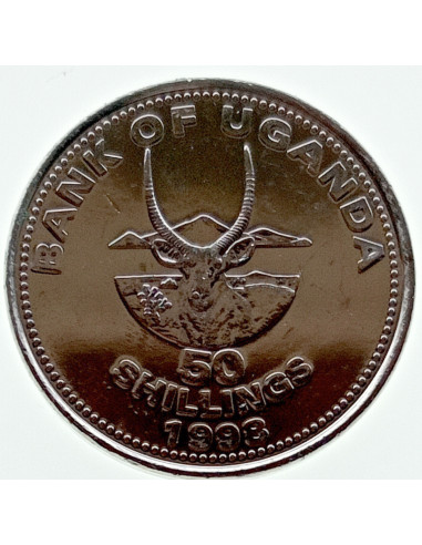 Awers monety Uganda 50 Szylingów 1998
