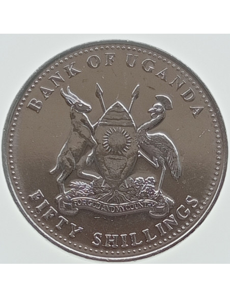 Rewers monety Uganda 50 Szylingów 1998