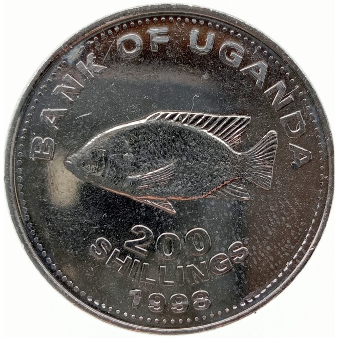 Rewers monety Uganda 200 Szylingów 1998