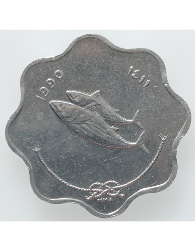 Awers monety Malediwy 5 Laari 1990