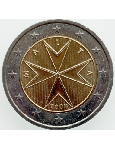 Awers monety Malta 2 euro 2008