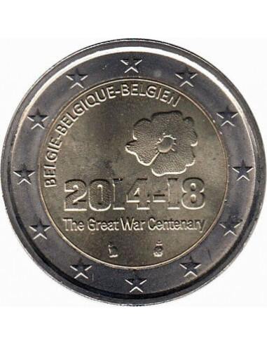 Awers monety 2 euro 2014 I Wojna Światowa