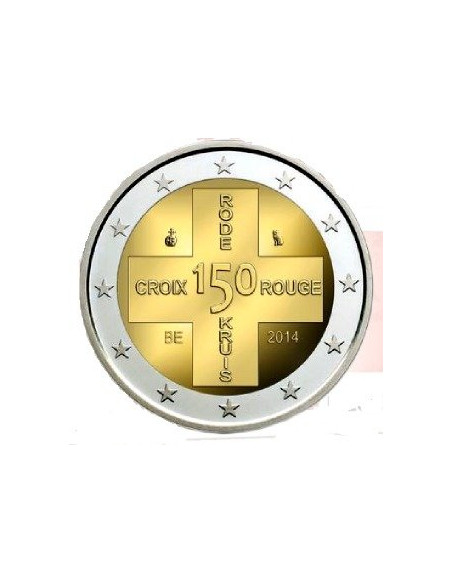 Awers monety Belgia 2 euro 2014 150lecie Czerwonego Krzyża w Belgii