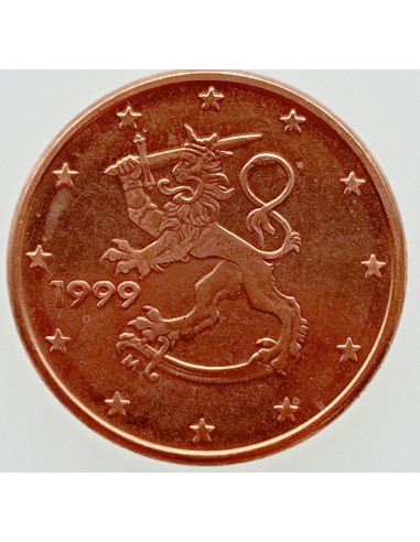Awers monety 1 Euro Cent 1999 Lew Heraldyczny Herbu Finlandii