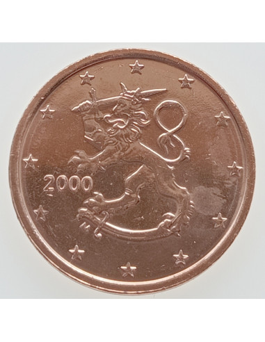 Awers monety Finlandia 2 Euro Centy 2000 Lew heraldyczny herbu Finlandii