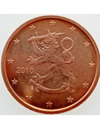 Awers monety Finlandia 2 Euro Centy 2010 Lew heraldyczny herbu Finlandii