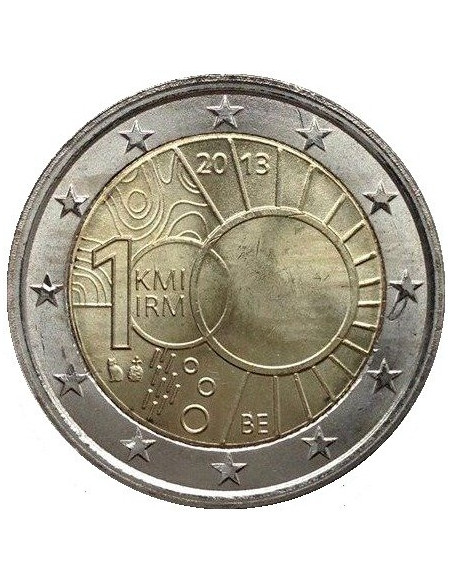 Awers monety Belgia 2 euro 2013 100lecie Królewskiego Instytutu Meteorologicznego