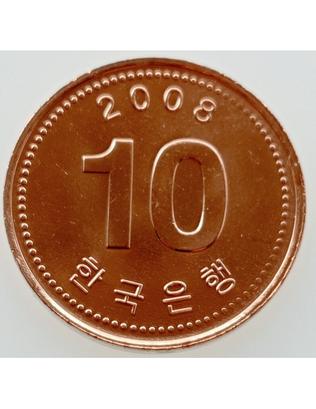 Rewers monety Korea Południowa 10 Won 2008