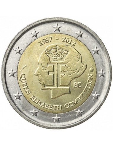 Awers monety 2 euro 2012 75lecie Konkursu Muzycznego Królowej Belgów Elżbiety