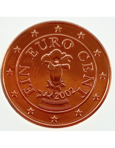 Awers monety Austria 1 Euro Cent 2002 goryczka