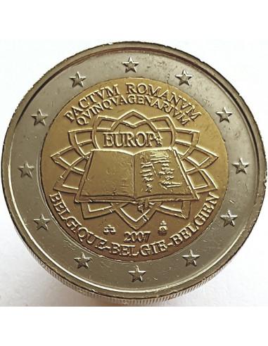 Awers monety 2 euro 2007 50lecie Traktatu Rzymskiego Belgia