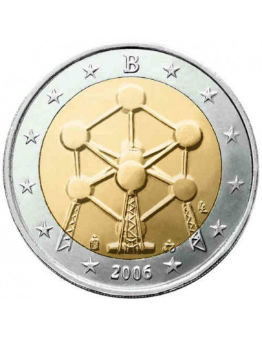 Awers monety Belgia 2 euro 2006 Atomium symbol Brukseli