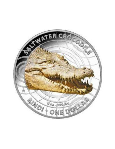 Awers monety Australia 1 Dolar 2013 Krokodyl morski Bindi Kolorowana