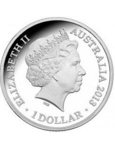 Awers monety Australia 1 Dolar 2013 Krokodyl morski Bindi Kolorowana 2