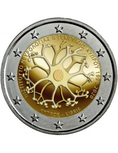 Awers monety Cypr 2 euro 2020 30 lat Cypryjskiego Instytutu Neurologii i Genetyki