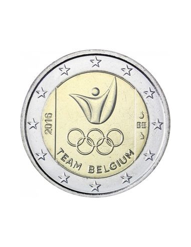 Awers monety Belgia 2 euro 2016 Belgijska Drużyna Olimpijska