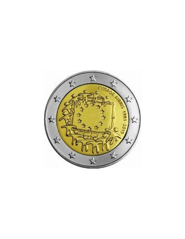 Awers monety Cypr 2 euro 2015 30lecie istnienia flagi europejskiej Cypr