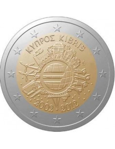 Awers monety Cypr 2 euro 2012 10lecie banknotów i monet euro Cypr