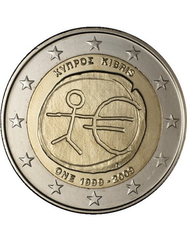 Awers monety 2 euro 2009 10lecie wprowadzenia systemu euro Cypr
