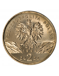 Awers monety 2 zł 1999 Zwierzęta świata: Wilk łac. Canis lupus 2