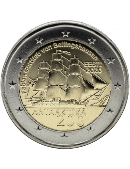 Awers monety Estonia 2 euro 2020 200lecie pierwszej wyprawy antarktycznej