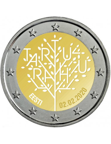 Awers monety Estonia 2 euro 2020 100lecie podpisania traktatu pokojowego w Tartu