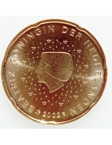 Awers monety Holandia 20 Euro Centy 2002