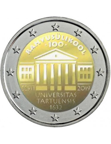 Awers monety 2 euro 2019 Uniwersytet w Tartu