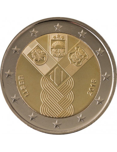 Awers monety 2 euro 2018 Stulecie powstania Niepodległych Państw Bałtyckich Estonia