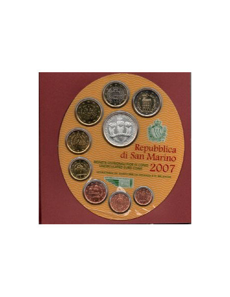Rewers monety San Marino Różne euro zestaw menniczy 2007