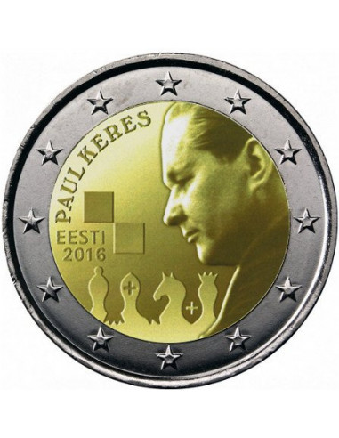 Awers monety 2 euro 2016 Setna rocznica urodzin Paula Keresa