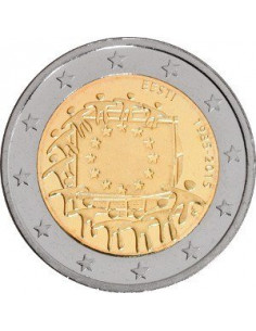Awers monety Estonia 2 euro 2015 30lecie istnienia flagi europejskiej Estonia