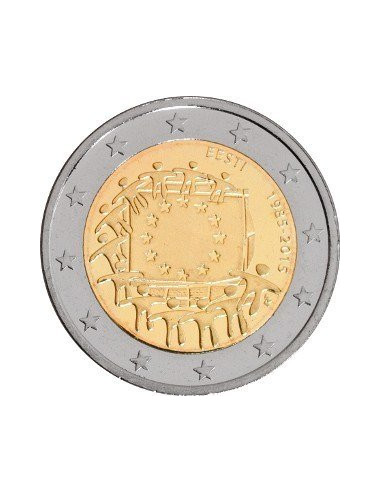 Awers monety 2 euro 2015 30lecie istnienia flagi europejskiej Estonia
