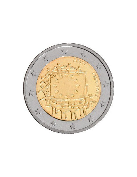 Awers monety Estonia 2 euro 2015 30lecie istnienia flagi europejskiej Estonia