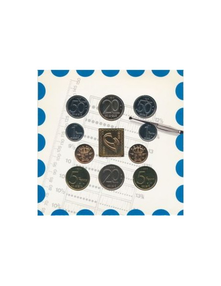 Rewers monety Belgia Zestaw menniczy 1999 150lecie znaczków pocztowych