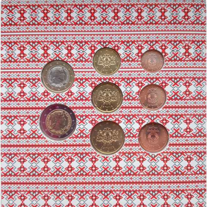 Rewers monety Łotwa Różne euro zestaw 2014