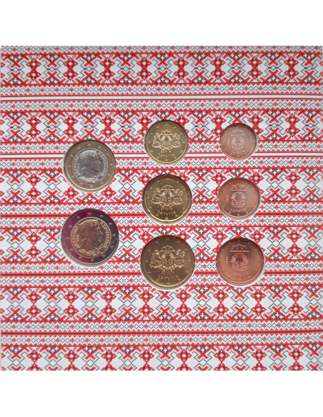 Rewers monety Łotwa Różne euro zestaw 2014