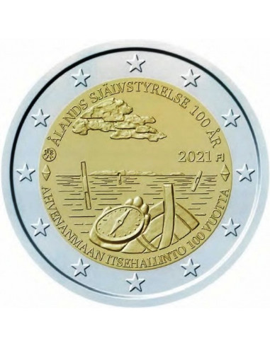 Awers monety 2 euro 2021 100 lat autonomii Wysp Alandzkich