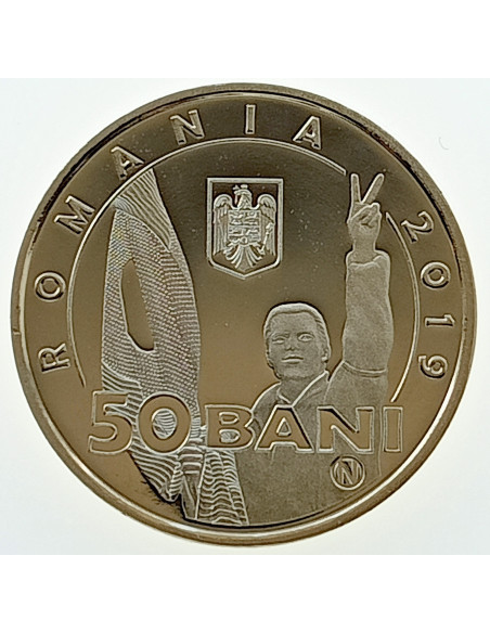 Awers monety Rumunia 50 Bani 2019 30. rocznica rewolucji w Rumunii w grudniu 1989