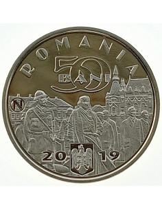 Awers monety Rumunia 50 Bani 2019 Ferdynand I „Zjednoczyciel” król Rumunii 2