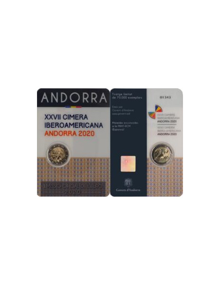 Rewers monety Andora 2 euro 2020 27 szczyt iberoamerykański w Andorze