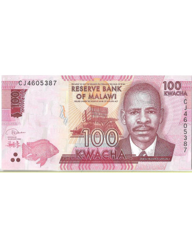 Przód banknotu Malawi 100 Kwacha 2020 UNC