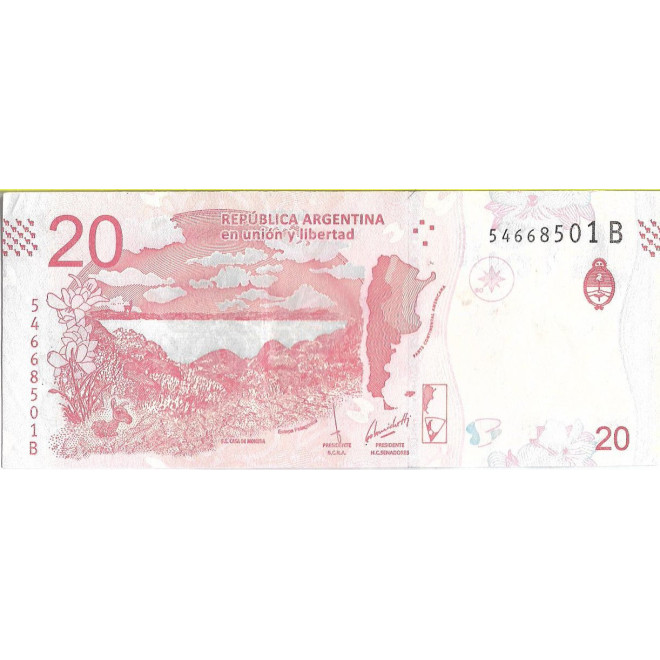 Tył banknotu Argentyna 20 Peso 2017 UNC