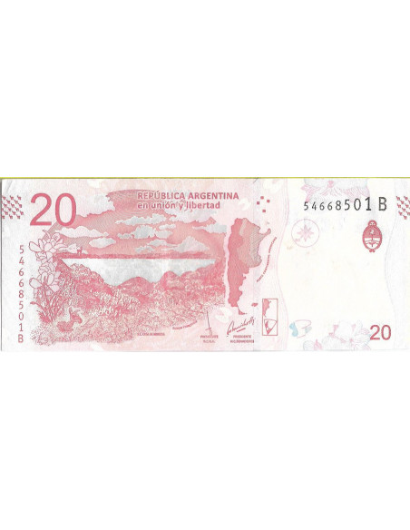 Tył banknotu Argentyna 20 Peso 2017 UNC