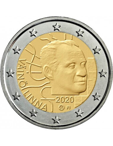 Awers monety 2 euro 2020 Setna rocznica urodzin Väinö Linna