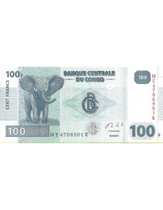 Przód banknotu DMK Zair 100 Franków 2013 UNC