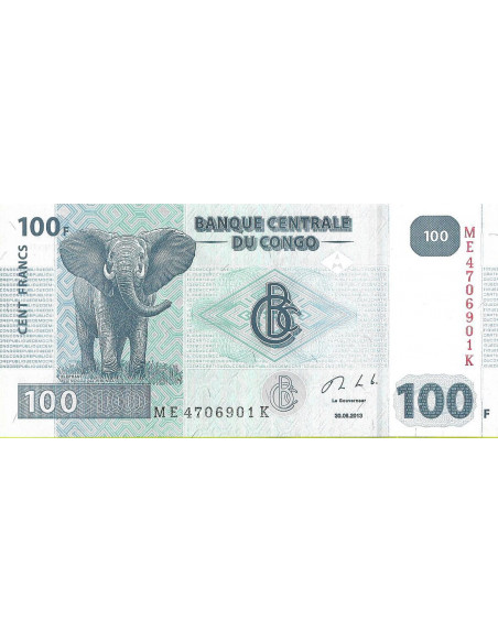 Przód banknotu DMK Zair 100 Franków 2013 UNC