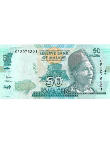 Przód banknotu Malawi 50 Kwacha 2020 UNC